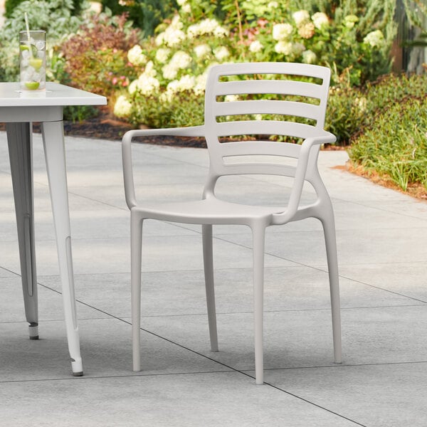 Lancaster Table & Seating Sol Cool Gray Resin Arm Chair