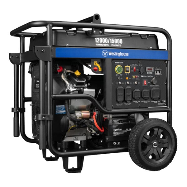 A Westinghouse WGen12000c portable generator with wheels.