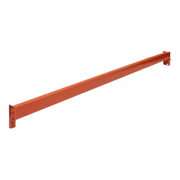An orange Interlake Mecalux heavy-duty metal beam.