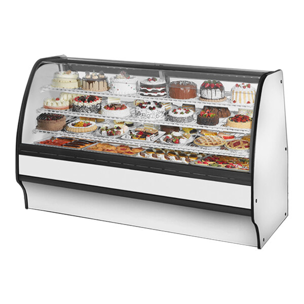 True TGM-R-77-SC/SC-W-W 77 1/4" Curved Glass White Refrigerated Bakery Display Case with White Interior