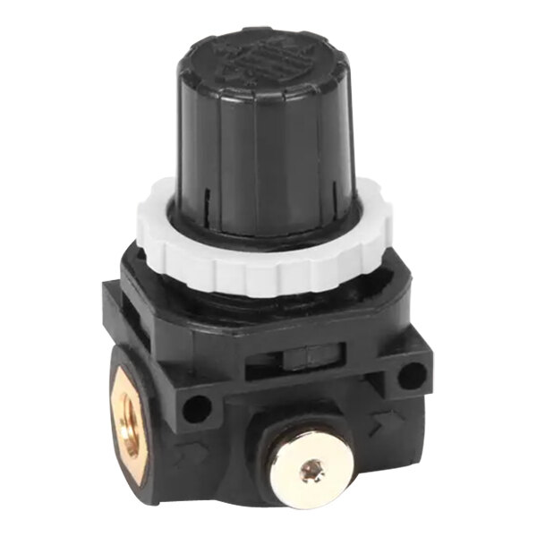 A black and white Garland moisture injection regulator valve with a white cap.