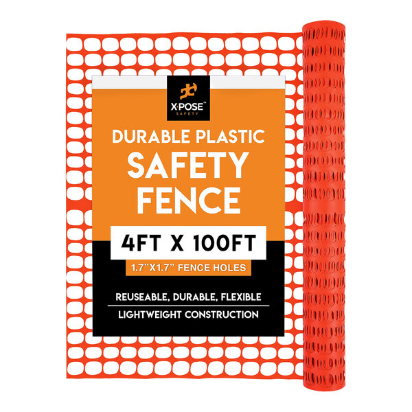 Xpose Safety 4' x 100' Orange Plastic Safety Fence SFO-4100