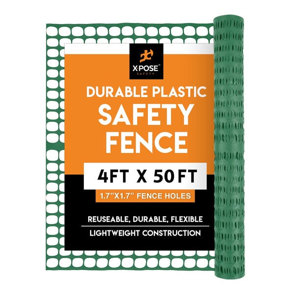 Xpose Safety 4' x 50' Green Plastic Safety Fence SFG-450