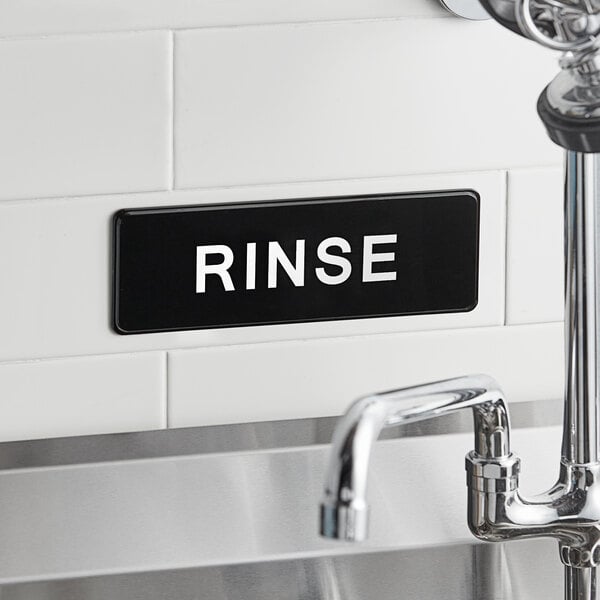 Lavex Rinse Sign - Black and White, 9" x 3"