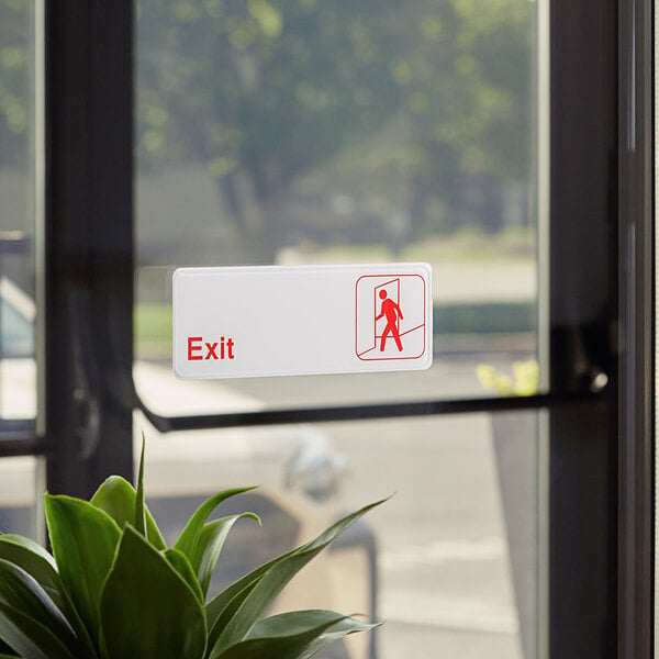 Lavex Exit Sign - Red and White, 9" x 3"