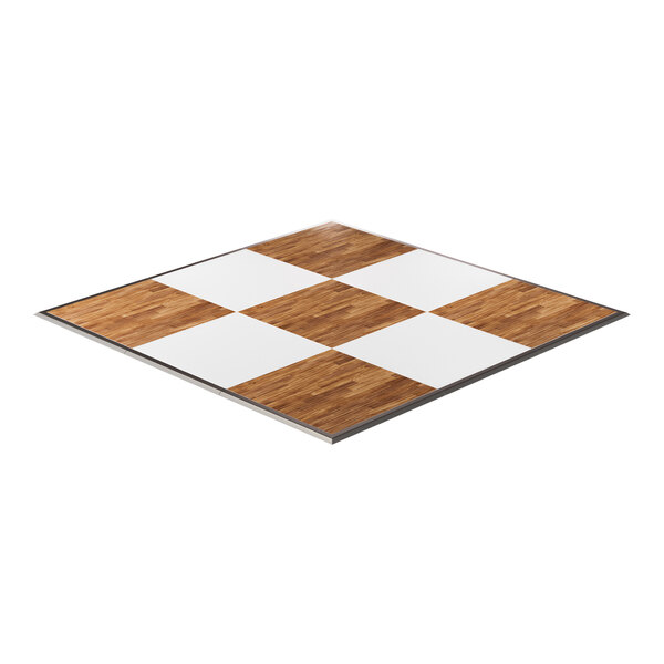 California Portable Dance Floor 12' x 12' New England Plank and White Checker Composite Laminate