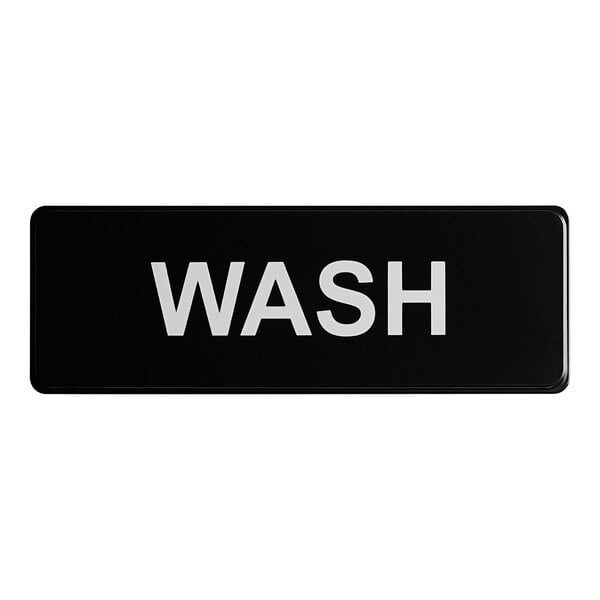 Lavex Wash Sign - Black and White, 9" x 3"