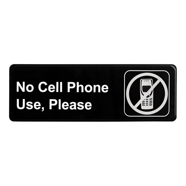 Lavex No Cell Phone Use, Please Sign - Black and White, 9" x 3"