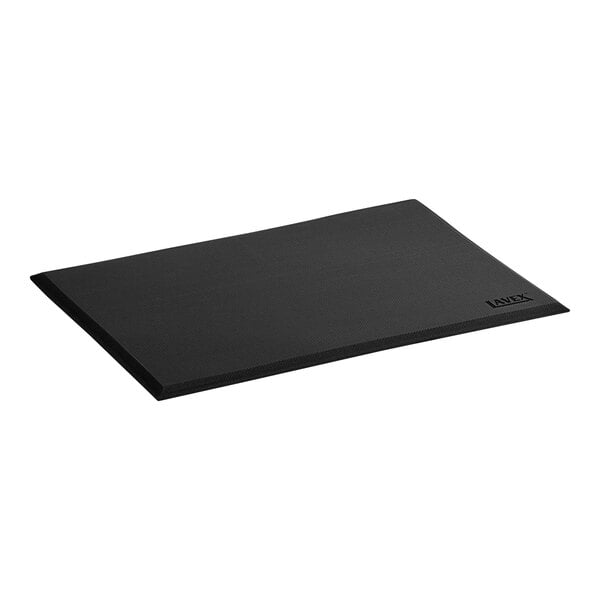 Lavex 2' x 3' Heavy-Duty Black Grease-Resistant Anti-Fatigue Closed-Cell Nitrile Rubber Floor Mat with Beveled Edge - 5/8" Thick