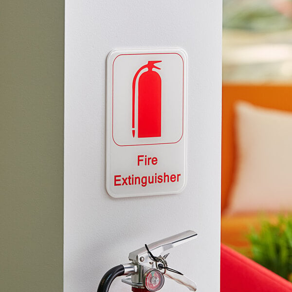 Lavex Fire Extinguisher Sign - Red and White, 9" x 6"