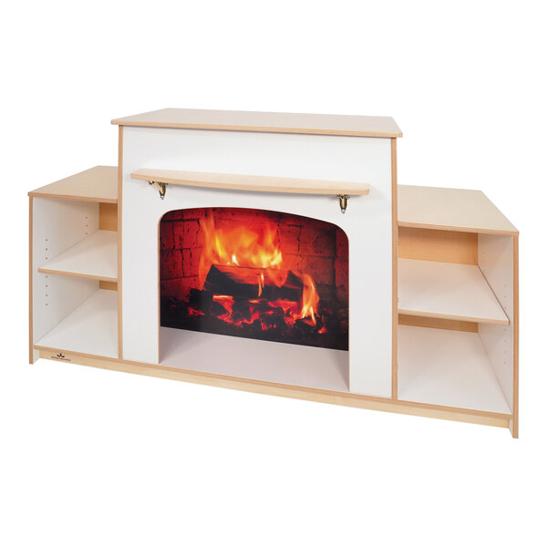 Whitney Brothers 52" x 20" x 33" White Wood Fireplace with Storage