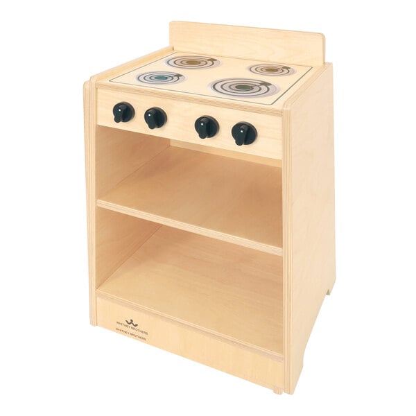 Whitney Brothers Let's Play 14 3/4" x 12 1/2" x 23 1/2" Natural Toddler Stove