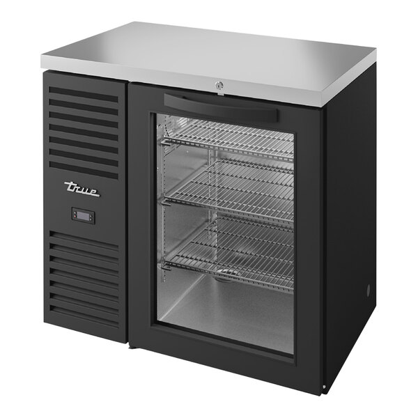 True TBR36RISZ1LBG1 36" Black Glass Door Narrow Back Bar
