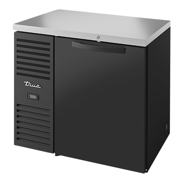 True TBR36RISZ1LBS1 36" Black Solid Door Narrow Back Bar