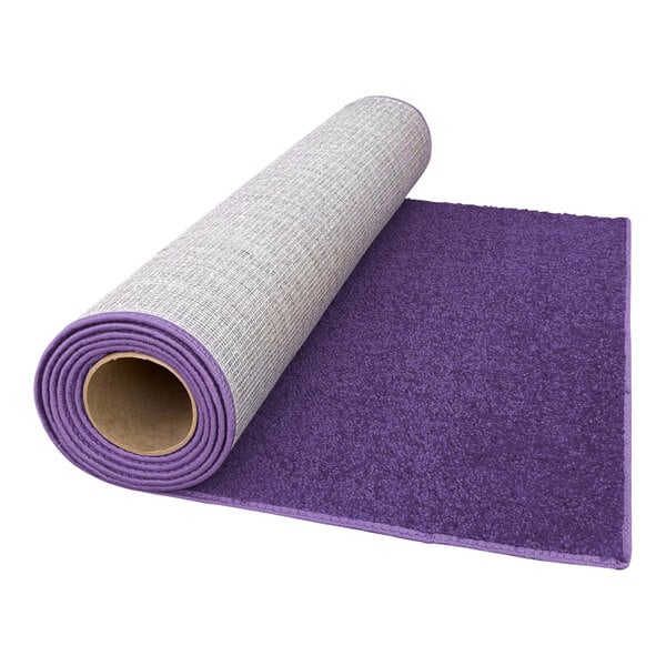 A rolled up purple carpet.