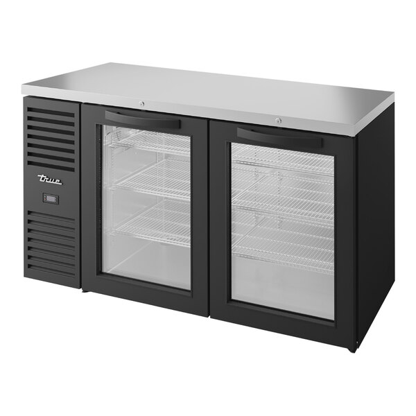 True TBR60RISZ1LBGG1 60" Black Glass Door Narrow Back Bar