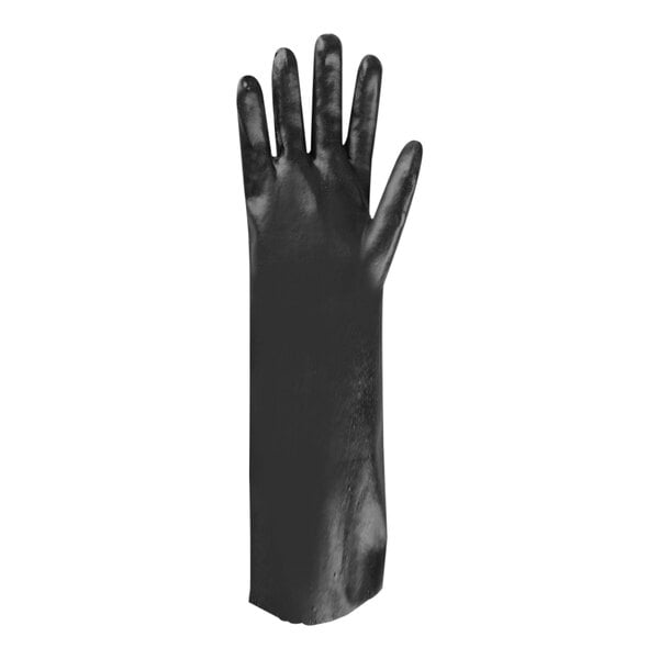 Cordova Black 18" Large Smooth PVC Gloves with Interlock Lining - 12/Pack