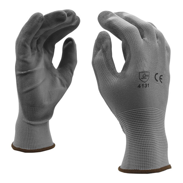 Cordova Gray Polyester Gloves with Gray Polyurethane Palm Coating - Extra Small - 12/Pack