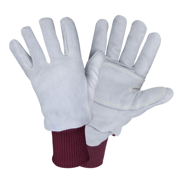 Cordova FreezeBeater Gray Premium Split Leather Double Palm Gloves with Tricot / Thinsulate / Foam Lining