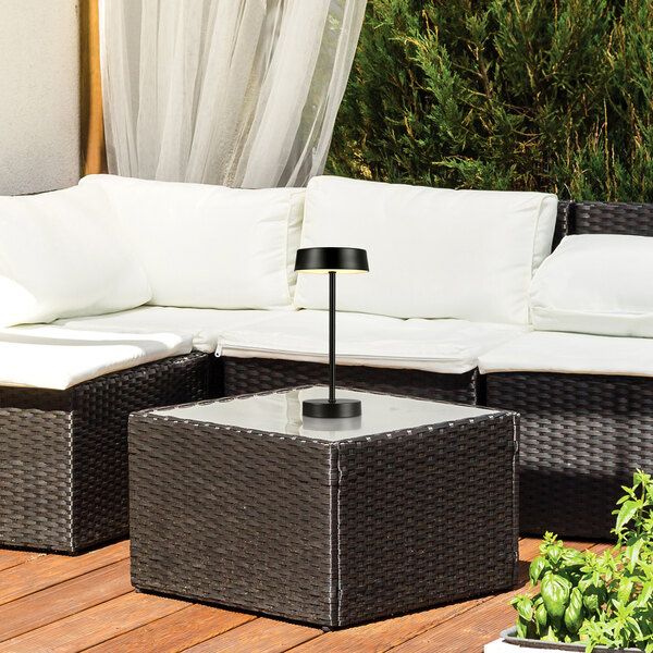 Globe 12" Modern Matte Black Outdoor Battery-Powered LED Table Lamp ...