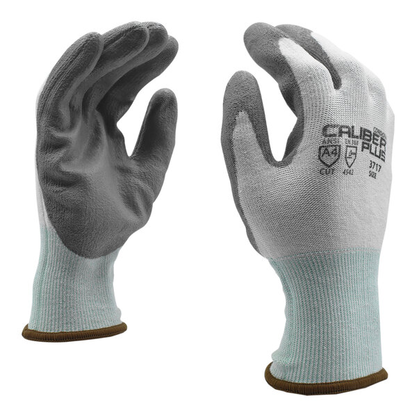 Cordova Caliber Plus White HPPE / Steel Gloves with Gray Polyurethane Palm Coating - 2X
