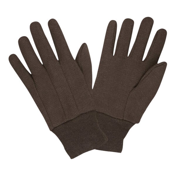 Cordova Men's Medium Weight Brown Cotton Jersey Gloves - Large - 12/Pack