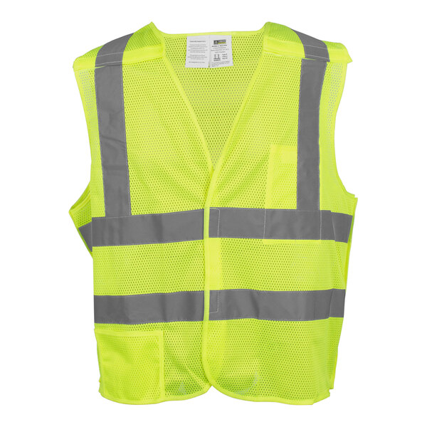 Cordova Cor-Brite Lime Type R Class II High Visibility 5-Point Breakaway Self-Extinguishing Mesh Safety Vest with Hook & Loop Closure - 2X