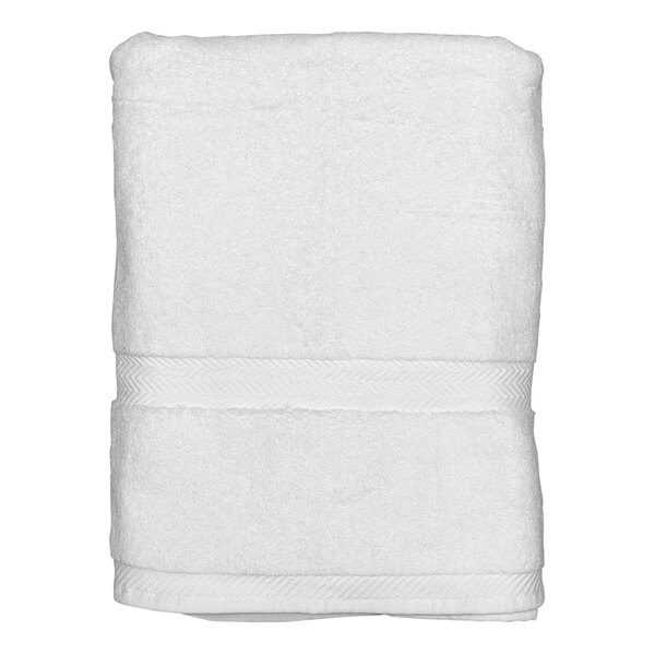 Garnier-Thiebaut Royal 39" x 59" White 100% Zero-Twist Combed Terry Cotton Bath Sheet 20 lb. - 12/Case