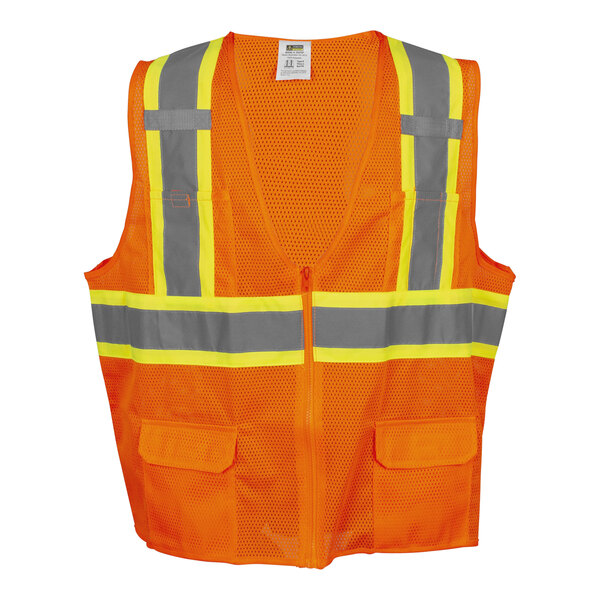 Cordova Cor-Brite Orange Type R Class II High Visibility Mesh Surveyor's Mesh Safety Vest - Large
