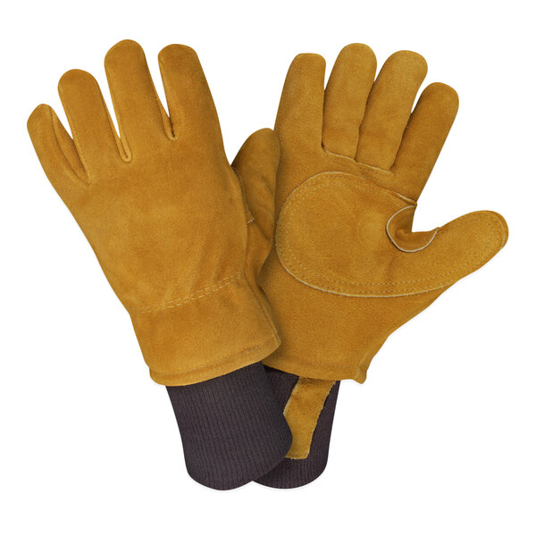 Cordova FreezeBeater Russet Premium Split Leather Double Palm Gloves with Tricot / Thinsulate / Foam Lining