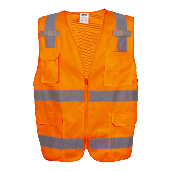 Cordova Cor-Brite Orange Type R Class II High Visibility Surveyor's Safety Vest with Mesh Back - Extra Large