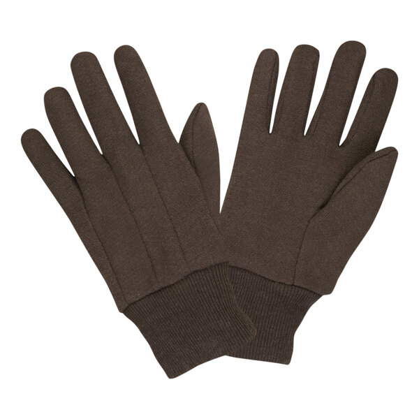 Cordova Men's Medium Weight Brown Cotton / Polyester Jersey Gloves - Large - 12/Pack