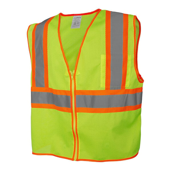 Cordova Lime Type R Class II High Visibility Mesh Safety Vest with Two-Tone Reflective Tape - Large