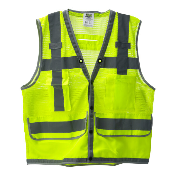 Cordova Cor-Brite Lime Heavy-Duty Type R Class II High Visibility Mesh Surveyor's Mesh Safety Vest - Large