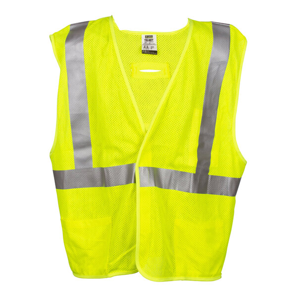Cordova Cor-Brite Lime Type R Class II High Visibility Arc Flash Rated Flame-Resistant Modacrylic Safety Vest with Hook & Loop Closure - Medium