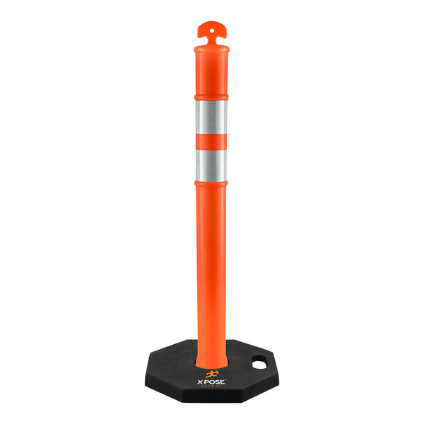 Xpose Safety 44" Orange T-Top Delineator Post with Reflective Bands and 13 lb. Base DLTB-44-X