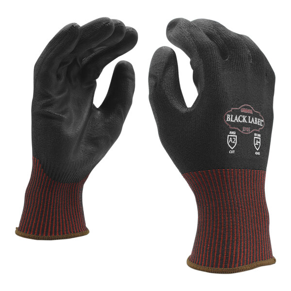 Cordova BLACK LABEL RED 13 Gauge Black HPPE Cut-Resistant Touchscreen Gloves with Black Polyurethane Palm Coating - Extra Large