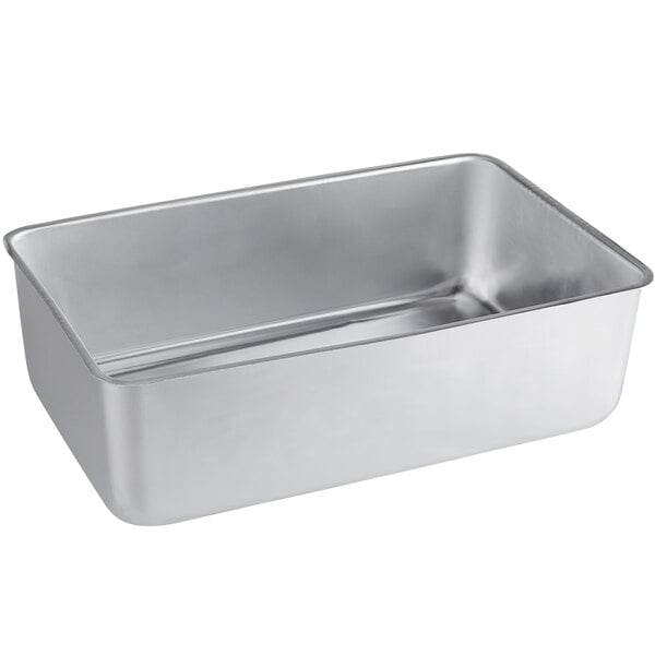A silver rectangular metal Thunder Group aluminum steam table spillage / water pan.
