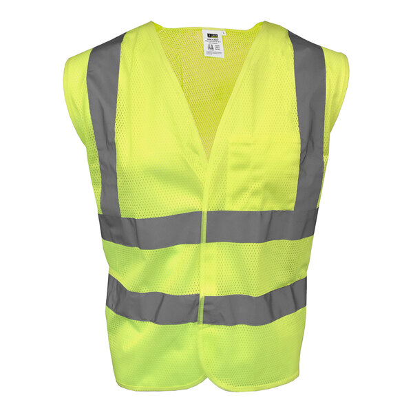 Cordova Lime Type R Class II High Visibility Mesh Safety Vest with Hook & Loop Closure - Large