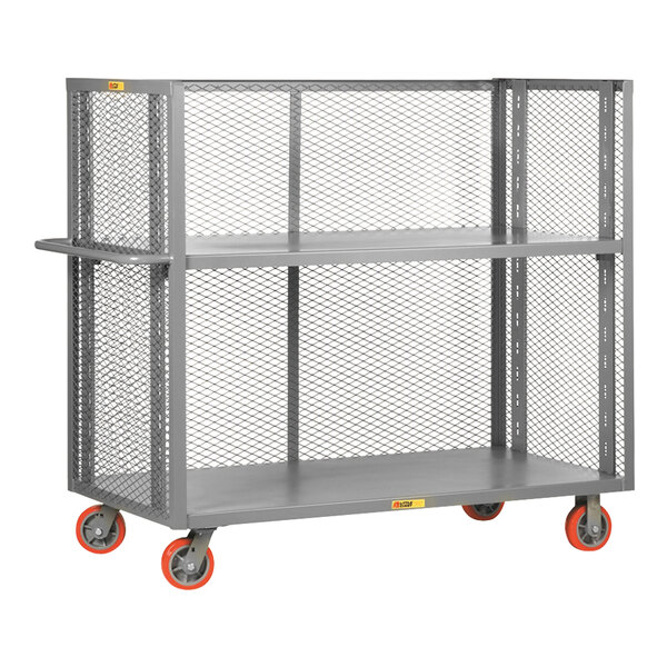 Little Giant 24" x 60" x 57" 3-Sided Adjustable 2-Shelf Bulk Truck with Mesh Sides and 6" Polyurethane Casters T2-A-2460-6PY
