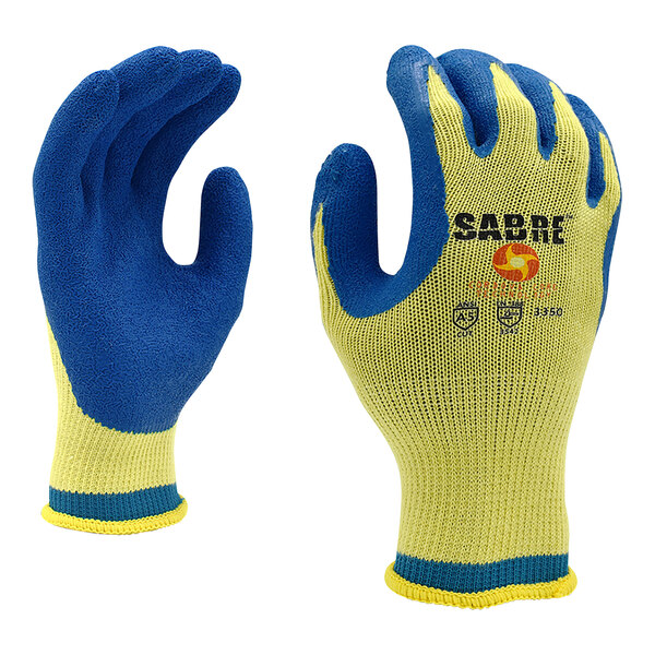 Cordova Sabre 10 Gauge CCT Gloves with Blue Crinkle Latex Palm Coating - Medium - 12/Pack