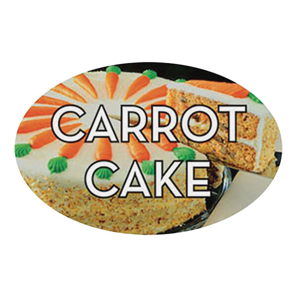 Bollin 1 1/4" x 2" Oval Permanent Carrot Cake Bakery Label - 500/Roll