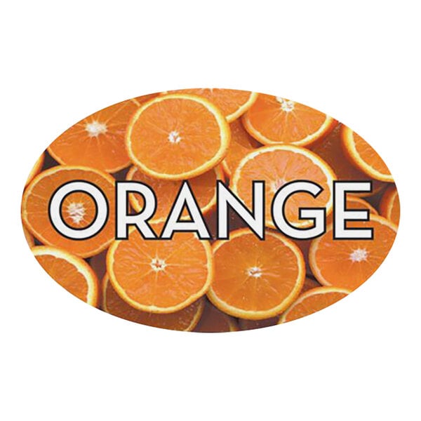 Bollin 1 1/4" x 2" Oval Permanent Orange Bakery Label - 500/Roll