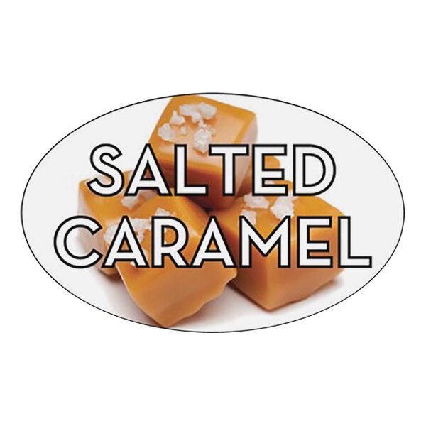 Bollin 1 1/4" x 2" Oval Permanent Salted Caramel Bakery Label - 500/Roll