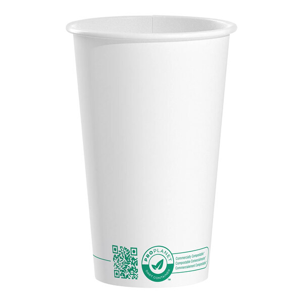 Solo ProPlanet 16 oz. White Compostable Single Wall PLA Paper Hot Cup - 1000/Case