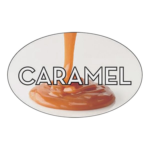 Bollin 1 1/4" x 2" Oval Permanent Caramel Bakery Label - 500/Roll
