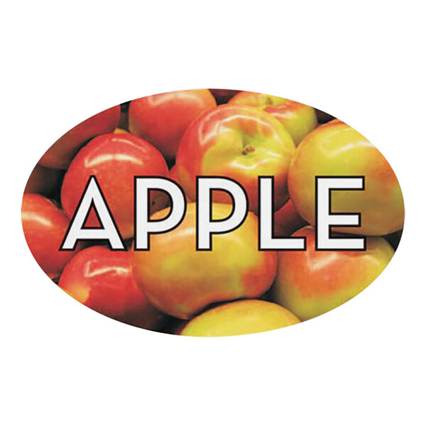 Bollin 1 1/4" x 2" Oval Permanent Apple Bakery Label - 500/Roll