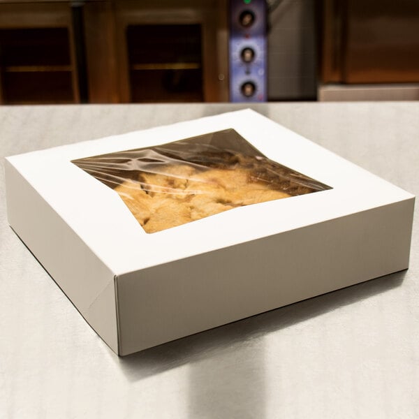 WHITE Easy Popup Pie Boxes with Window Pie Boxes 9x9x2.5 Inch  200 pack 