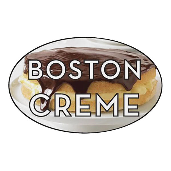 Bollin 1 1/4" x 2" Oval Permanent Boston Creme Bakery Label - 500/Roll