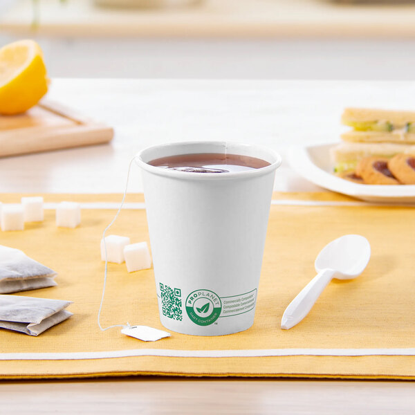 Solo ProPlanet 8 oz. White Compostable Single Wall PLA Paper Hot Cup ...